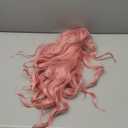 Pink Wig With Bangs Long Wavy Wigs for Women 26 Inch Curly Wavy Wig With Bangs Natural Looking Synthetic Heat Resistant Fiber Wig for Daily Party Use