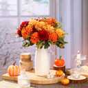 12 Pcs Artificial Fall Flowers Faux Mums Burnt Orange Flowers Assorted Fake Silk Mums Chrysanthemums Bouquet Fall Marigold for Vase Table Floral Arrangement for Wedding Home Outdoor Autumn Decorations