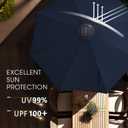 wikiwiki 11ft Solar Led Patio Umbrella, Sturdy Outdoor Market Umbrella for Deck, Pool, Garden w/Tilt, Crank, 32 LED Lights, Navy Blue