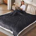 SUNNY HEAT Heated Electric Blanket Twin Size 72"x84" - Cozy Warm Flannel Heated Blanket with 4 Heating Levels & 10 Auto Off - Winter Comfort Heating Blanket, Sleep Aid Bedding, Dark Grey