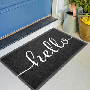 KILOCOCO Outdoor Mat Front Door Mat Welcome Mats Low Pile Doormat Entrance Non-Slip High Traffic Area Easy Clean Rubber Backed Entry Mats Hello Doormats for Garage Yard Patio Kitchen Indoor,18"x30" (1'6" x 2'6" (Rectangular))