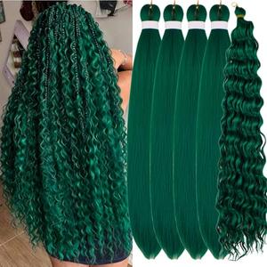 Green Braiding Hair Pre stretched Dark Green Boho Hair for Braiding Hypoallergenic Ez Braid Synthetic Knotless Itch Free Non Toxic Crochet Boho Braids