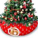 Soulchen Cat Tunnel with Christmas Tree Skirt, 35.8'' Cat Bed for Indoor with Hanging Ball, Xmas Festive Foldable Kitty Pipeline for Kittens Small Animal Christmas Decoration(Snowman)