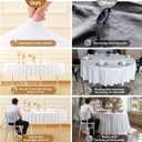 60 Inch White Round Tablecloth, 2 Pack Wrinkle Resistant 5ft Spandex Table Cover Circle, Washable Stretchy Table Cloth Round Cover for Banquet Wedding Birthday Dinner Party