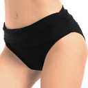 Women's Swimsuit Bikini Bottoms Full Coverage Ruched Bathing Suit Bottom (Black, M)
