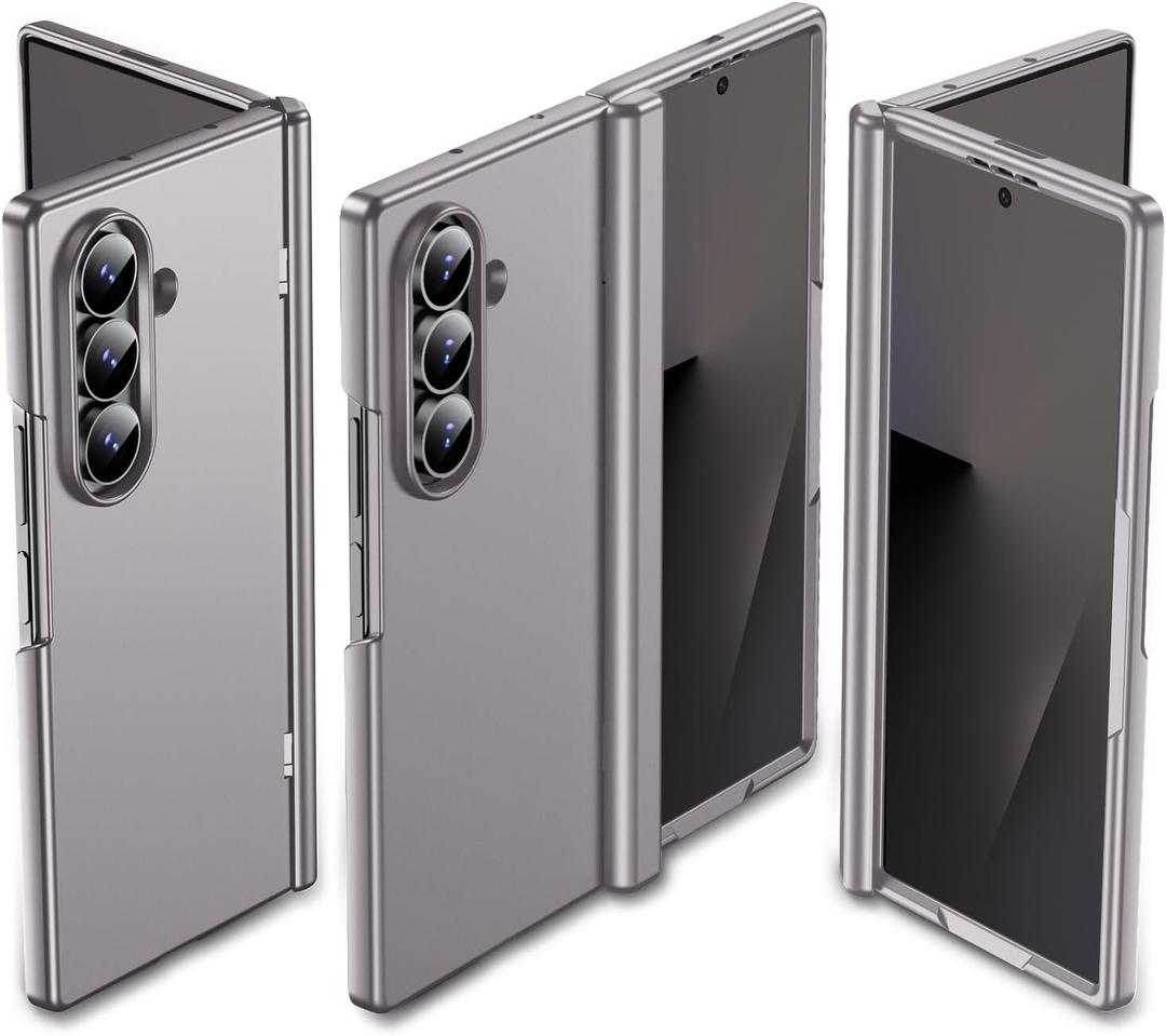 Slim Thin for Samsung Galaxy Z Fold 7 Case, Built-in Outer Screen Protector, Hinge Protection, Fold7 Full Body Hard Shockproof Phone Cover, Titanium Gray