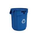 Rubbermaid Commercial Products BRUTE Heavy-Duty Round Trash/Garbage Can, 20-Gallon, Blue, Outdoor Waste Container for Landscapers/Construction/Restaurants/Back of House/Offices/Warehouses