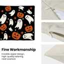 Halloween Pillow Covers 18x18 Pack of 2 Black Orange Ghost Pumpkin Throw Pillow Covers Outdoor Decoration,Autumn Halloween Holiday Ghost Pillowcase Linen Decorative Cushion Case for Couch Sofa