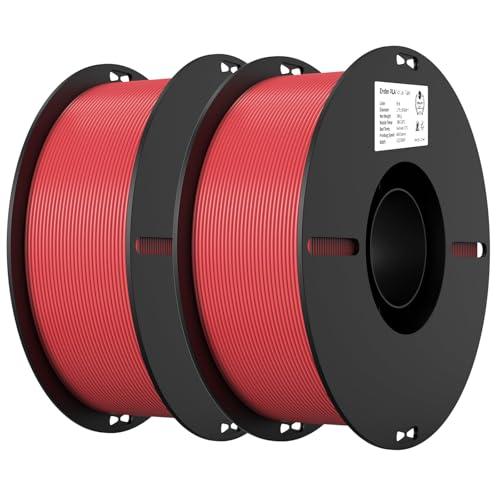 Creality PLA Filament 1.75mm PLA 3D Printer Filament, 2kg Cardboard Spool (4.4lbs), Dimensional Accuracy +/- 0.02mm, Fit Most FDM Printer (Red & Red 2-Pack)