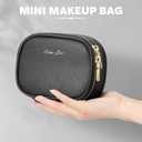 Mini Makeup Bag with Led Mirror, Small Travel Make up Bag 3 Light Modes Adjustable Brightness, for Women Organizer Cosmetic Bag, Portable Travel Train Toiletry Bag, for Pool Parties Work Touch-Ups
