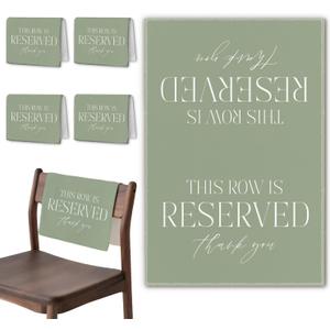 Sage Green Reserved Row Signs for Wedding 4 Pieces, This Row Is Reserved Seating Placeholder Church Pews Cloth Signs, Wedding Chair Decorations for Reception Parties Event (Sage Green)