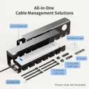 Delamu 2 Pack Metal Under Desk Cable Management Tray, U Channel Cord Organizer Box, Office Under Desk Cord Organizers, Cable Management with Various Accessories, Black, 15.75 Inches