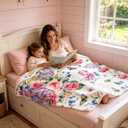 yuboo Floral Throw Blanket 50x60 Inch, Soft Flannel Fleece Flower Blanket for Couch Bed Sofa, Lightweight Summer Blanket Throw, Decorative Butterfly Throw Blanket, Gifts for Women Mom Wife