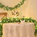 2Pcs Eucalyptus Garland with Lights, Greenery Garland, Green Garland with Flowers, 5.9FT Artificial Faux Eucalyptus Leaves Vines for Table Mantle Home Wedding Party Indoor Outdoor Decor