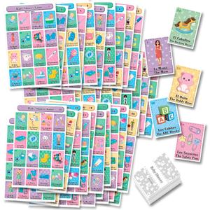 More Fiesta Baby Shower Bingo Tablas Game - Bilingual English Spanish, for up to 40 Players