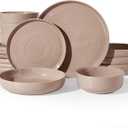 Stoneware Dinnerware Sets with Pasta Bowls, Dish Set for 4