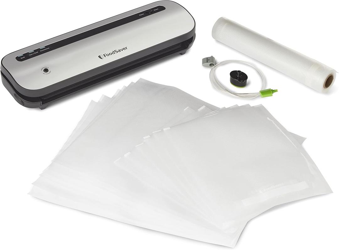 FoodSaver Space-Saving Vacuum Sealer with Bags and Roll, 11" x 8' 