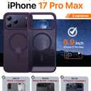Magnetic for iPhone 17 Pro Max Case,[Anti-Slip][Compatible with MagSafe][Military Grade Drop Protection] Shockproof Protective Translucent Phone Case for iPhone 17 Pro Max Case,Deep Purple
