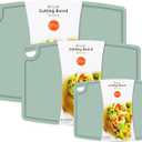 Liflicon Silicone Thick Cutting Boards Mats Set of 3 Foldable & Flexible Design Juice Grooves Easy Grip Handle Dishwasher Safe for Kitchen,BPA free Silicone Cutting Board-Light Green