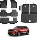 Floor Mats for 2018-2024 2025 Volkswagen VW Atlas 7 Seats(Not for Cross Sport), All Weather TPE Trunk Mat Cargo Liner with Backrest Mat for Atlas Accessories