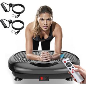 Natini Vibration Plate Exercise Machine - Whole Body Workout Vibration Platform Lymphatic Drainage Machine for Weight Loss Home Fitness with Resistance Bands Remote