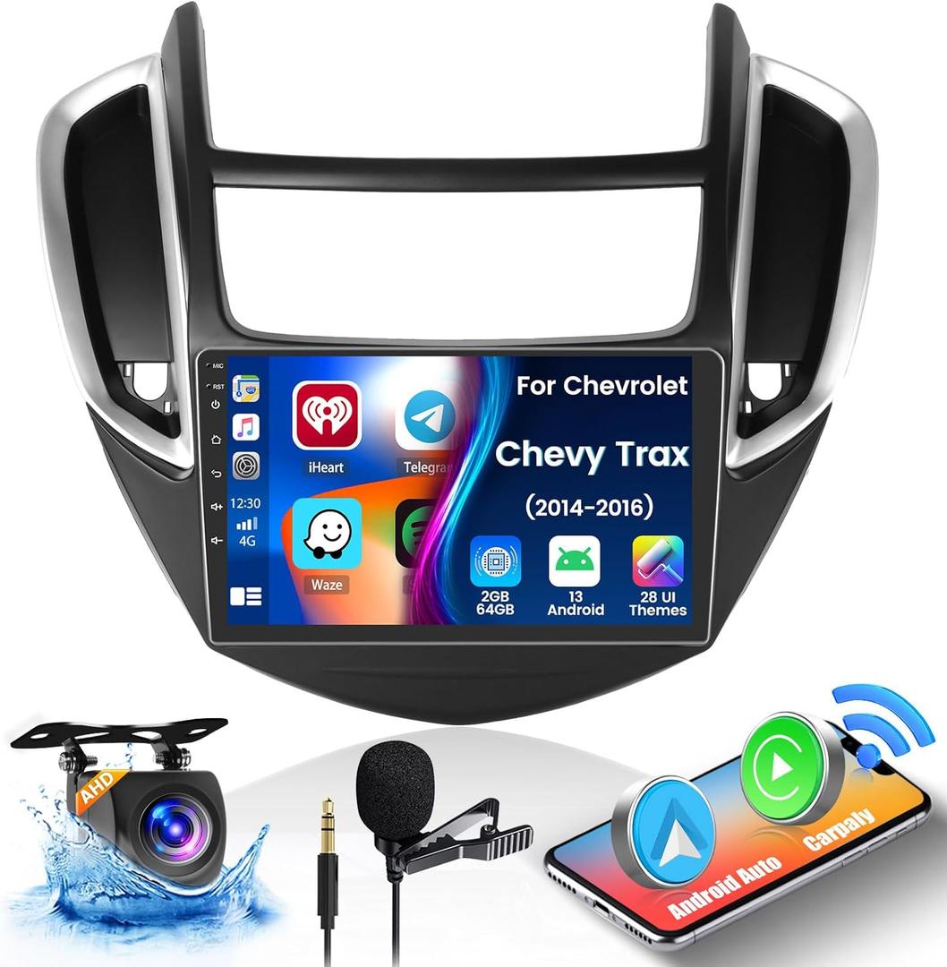 Fulukufor Chevy Trax 2014-2016 2+64GB Android 13 Car Stereo with Wireless Car Play Android Auto, 9" Touch Screen Radio Dash Kit GPS Navigation WiFi Bluetooth SWC Mic Backup Camera