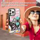 Magnetic for iPhone 15 Pro Magsafe Case Cute Aesthetic - Durable Fashion Funny Phone Case - Girly Skeleton Skull Pattern Print Cover Design for Woman Girl 6.1 inches Black