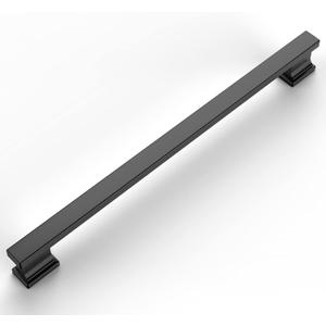 Amerdeco 6 Pack Matte Black Cabinet Hardware - 11.3 Inch(288mm) Hole Center Kitchen Cabinet Handles for Bathroom & Dresser Pulls ZH00013
