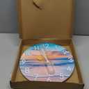 14 Inch Outdoor Clock, Waterproof Indoor/Outdoor Wall Clock with Beach Coastal Theme Large Glass Clock for Patio, Pool, Garden Decor -Blue