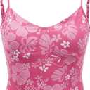 SHENHE Women's Floral Spaghetti Strap Backless Fitted Cami Top Summer Casual Top Pink Large