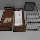 WOPITUES Floating Shelves with Wire Storage Basket, Bathroom Shelves Over Toilet with Protective Metal Guardrail, Wood Wall Shelves for Bathroom, Bedroom, Living Room, Toilet Paper Dark Brown