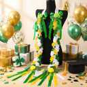 102" Flower Graduation Leis with Pearl Letters Patches Triple Braided Class of 2026 Pearl Graduation Ribbon Money Lei Necklace for High School College Senior Gift Grad Party Accessories(Green)