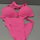 SweatyRocks Women's Ring Linked Halter Push Up Bikini Swimsuit High Stretch Bathing Suit Swimwear Set Swimming Suit Two Piece, Size Medium