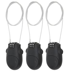 HOJLKLD Combination Cable Lock, Cable Luggage Locks with 30 inch Retractable Steel Cable, Travel Lock Combo Mini Lock for Suitcase Stroller Bike (3, Black)