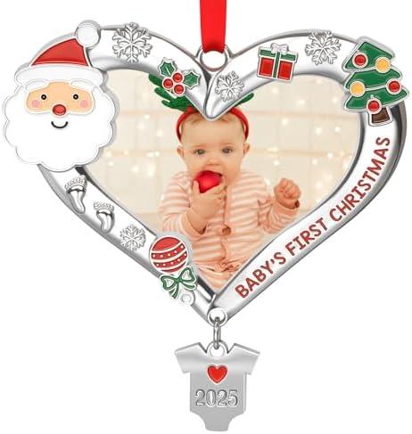 Baby First Christmas Ornament 2025 My First Christmas Photo Frame Ornament for Newborn Personalized Xmas Gifts Keepsake Decorations Pack of 2