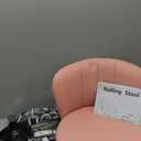 KKTONER Rolling Stool with Backrest Height Adjustable Office Chair PU Leather Swivel Vanity Chair with Wheels (Pink)