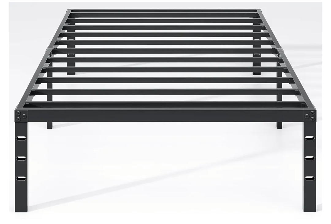Metal Bed Frame,Twin Size Bed Frame with Storage Space,Heavy Duty Sturdy Mattress Foundation,Easy Assembly,No Box Spring Needed, Black,14 Inch,Twin