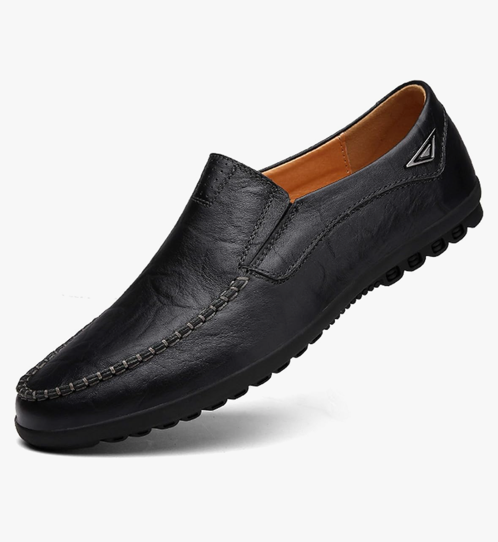 Go Tour Men’s Casual Leather Fashion Slip-on Loafers Shoes US 9 Black