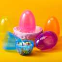 JOYIN 12 Pcs 7" Jumbo Plastic Easter Eggs, Clear 6 Assorted Colors Empty Eggs for Filling Treats Easter Party Favor Hunt Basket Stuffers Fillers Classroom Prize Supplies Toy