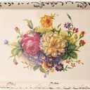 YOLIFE Ceramic Tea Serving Tray, Floral with Gold Leaves Trim Decorative Platter for Tea Party - 13.5 x 7.5 inch (Flowering Shrubs)