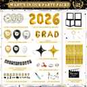 Party Spot2026 Black and Gold Graduation Party Decorations,124 PCS Graduation Decorations Class of 20264 PCS Balloons Boxes with LED Light String & Letters 2026 GRAD So Proud of You