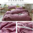 AMWAN Modern Purple Mauve Solid Cotton Duvet Cover with 2 Pillowcases, King Size, Knit Comforter Cover, Luxurious Bedding Set
