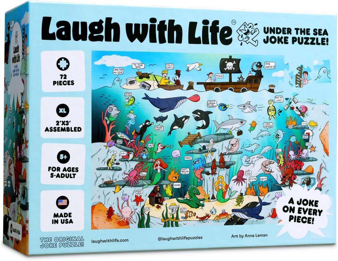 Under The Sea Joke Puzzle  72pcs Underwater-Themed Kids Puzzle, Festive Extra Large Floor Puzzles for Kids Ages 5+, Fun Childrens Puzzles & Toddler Educational Toys in 24" x 36" Size