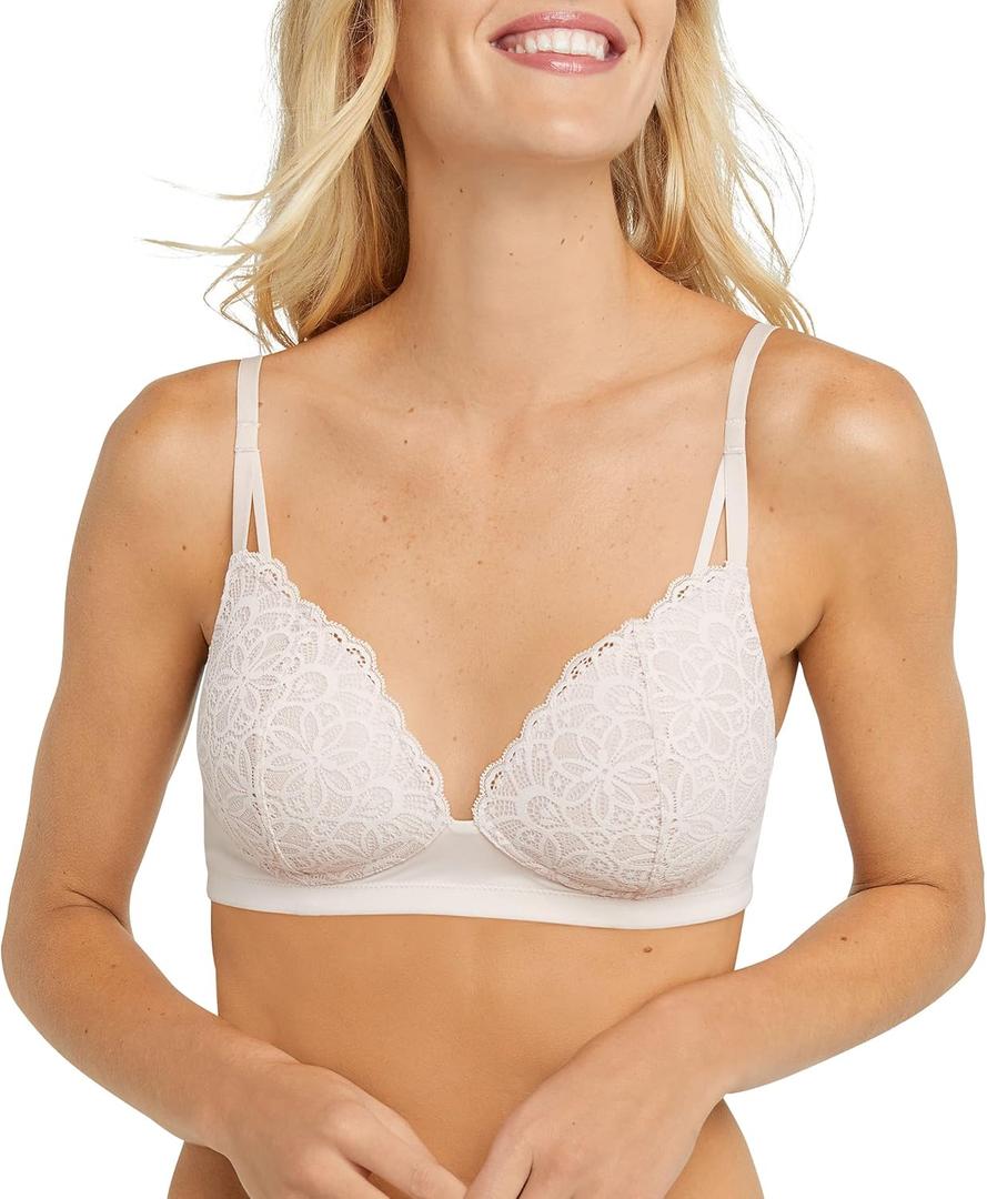 Maidenform Women's M Soft Support Wireless Bralette, Soft Convertible Bra with Lace