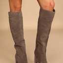 Juliet Holy  Womens Knee High Boots Chunky High Heel Square Toe Side Zipper Wide Calf Boot  (Coffee, 11)