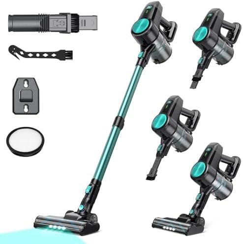Blozor N3T Cordless Vacuum Cleaner,Wireless Stick Vacuum with 40mins Runtime,Self-Standing,Anti-Tangle Brush,Rechargeable Lightweight Vacuum Cleaner for Home,Hardwood Floor,Pet Hair, Carpet-Teal