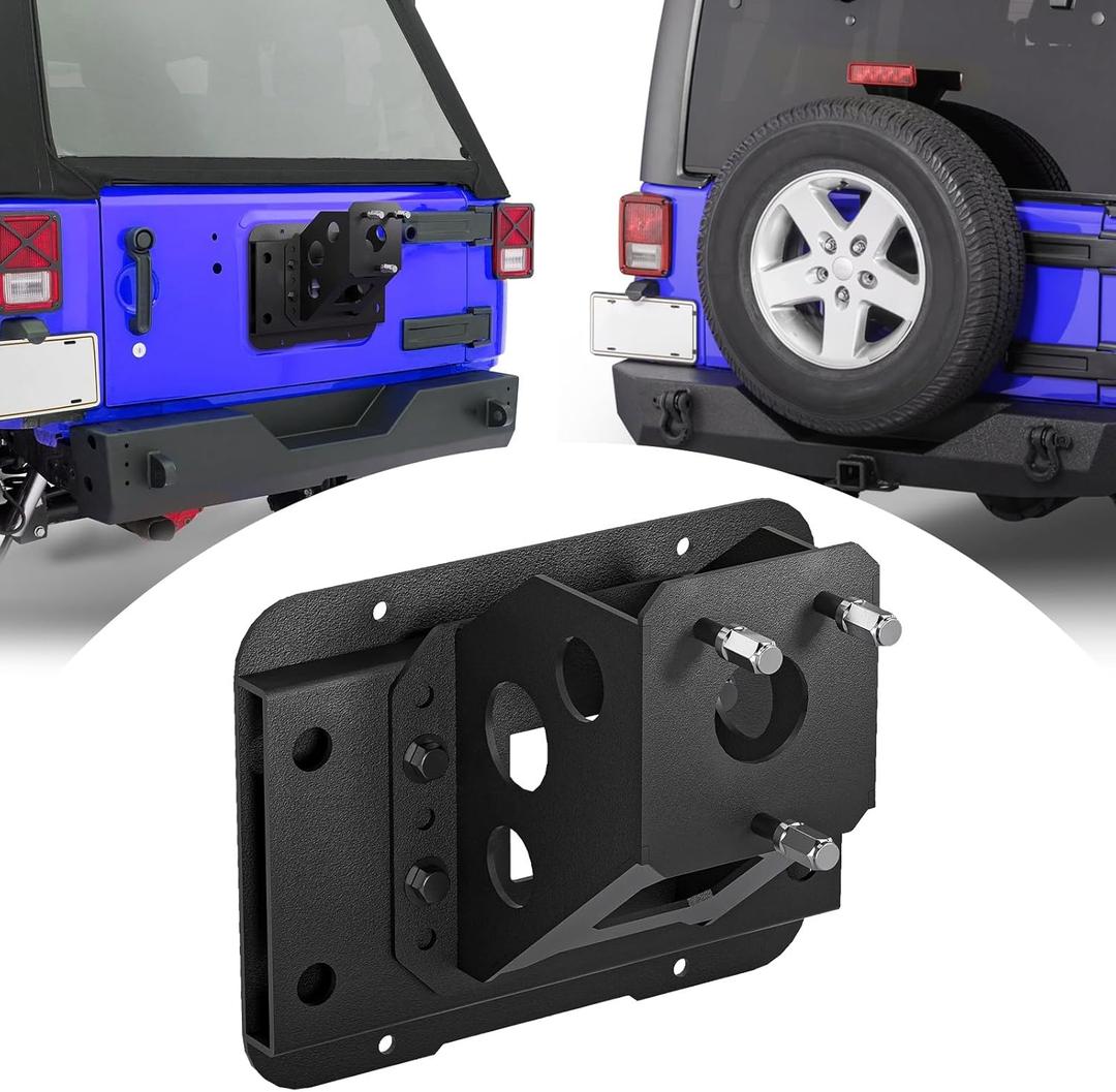 for Wrangler JK Oversize Spare Tire Mount Carrier up to 40 inches Tire Compatible with 2007-2018 Jeep Wrangler JK JKU Unlimited Heavy Duty Rear Wheel Bracket Back Rack Tailgate Holder Lift