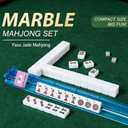 American Mahjong Game Set with Printed Carrying Bag, 166 White Tiles with Accessories,4 All-in-One Color Racks/Pushers,for Beginners (Ma Jong, Mah-Jongg), 1.2 x 0.9 x 0.5 inches