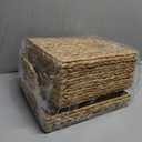Water Hyacinth Storage Baskets with Large Open-Front for Kitchen, Decorative for Living Room, 13.4” x 9.5” x 5.5”, 2 Pack