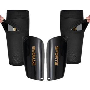 Soccer Shin Guards for Kid Youth Teen Adult - Shin Guards Sleeves with Inserted Pocket Cushion Protection Reduce Shocks and Injuries for TeamSports (Medium, Black)